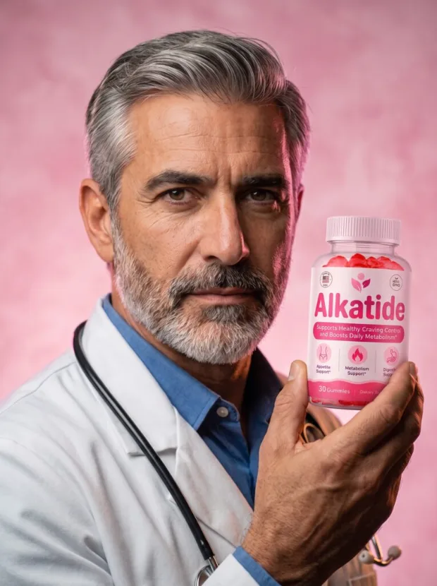 Doctor holding a bottle of AlkaTide